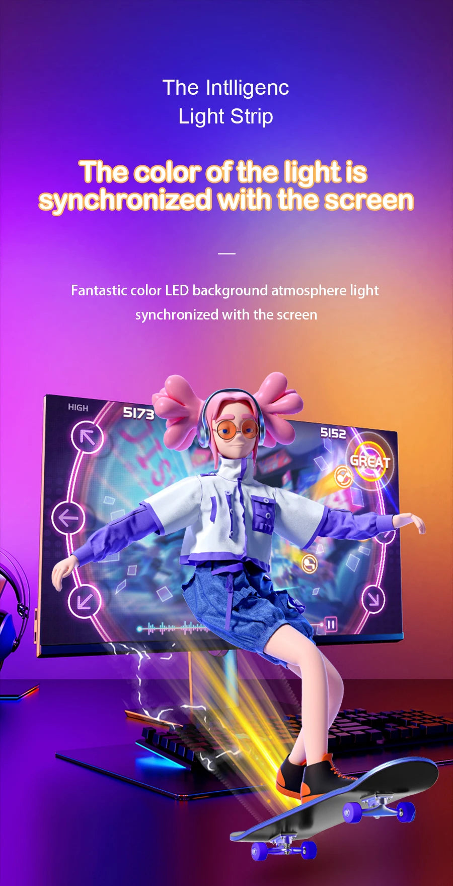 Ambient Backlight RGB Strip for PC Monitor